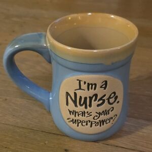 Burton + Burton- "I'm a nurse, what's your superpower" Blue Ceramic Mug 18oz